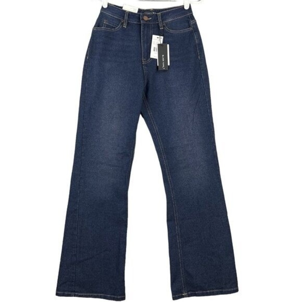 NWT Black Tape Women's Navy Denim Jeans Size 25 Maya High Rise Relaxed Flare-Leg